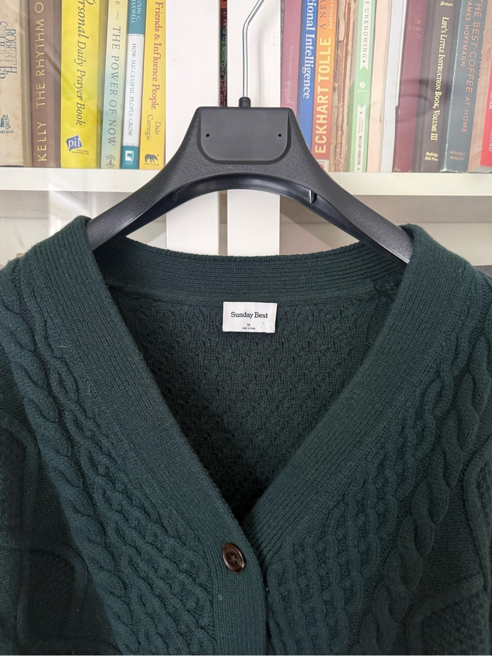 Sunday Best Dark Green Cable Knit V-Neck Cropped Sweater - Picture 3 of 5